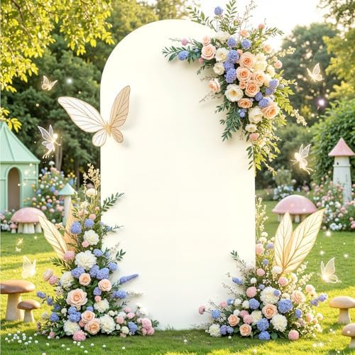 6.6 ft Arch Backdrop Cover Ivory - Double-Sided Spandex Arch Covers Stretchy Backdrop for Balloon Arches Birthday Party Baby Shower Banquet Wedding Photo Background - Image 4
