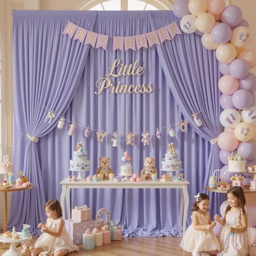 40ft x 10ft Wrinkle Free Lavender Backdrop Curtains for Parties, 8 Panels 5x10ft Polyester Purple Backdrop Drapes for Wedding Party Background Birthday Decoration - Image 5