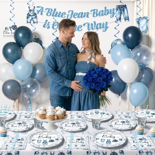 Xynic 213pcs Blue Jean Baby Shower Decorations for Boy, Serves 25 - Image 4