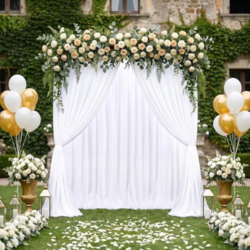 White Backdrop Curtains 30ft x 10ft: Polyester Photography Backdrop Drapes - Wedding Party Photo Shoot Background 6 Panels 5x10ft - Image 6