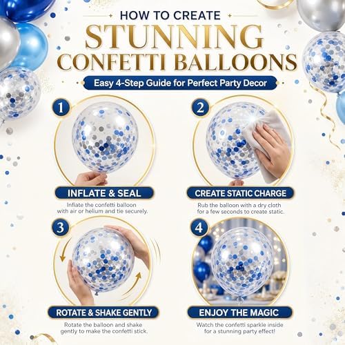 2 Sets Navy Blue Silver Balloon Column Kit for Floor or Table Party Decor - Image 6