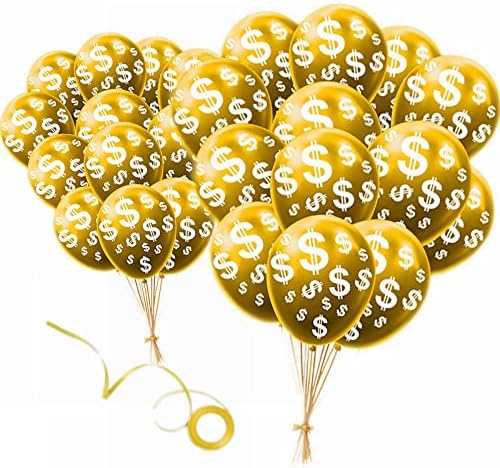 12 Inch Pack of 20 Money Dollar Signs Currency Symbol Latex Balloons Decorations for Birthdays Casino Weddings Bachelorette Retirement Anniversary Graduations Party by YiiiGoood