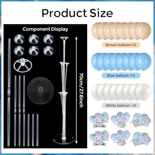 6 Sets Balloon Stand Kit for Table Elephant Baby Shower Tables Centerpiece with Balloon It's a Boy Baby Shower Decor for Elephant Theme Gender Reveal Birthday Party Decoration Supplies - Image 4