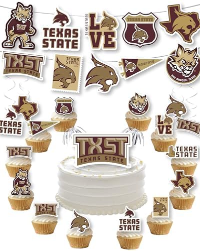 Texas State University Decorations, TXST Party Decor, Graduation 42 Pcs by PartyKandyDecorGifts