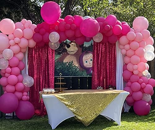 Poise3EHome Hot Pink Sequin Backdrop Curtains,4 Panels 2FTx8FT Glitter Background for Party Birthday Party Baby Shower Wedding Christmas Thanksgiving Halloween Holiday Festival Decor - Image 3