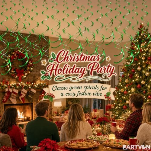 32 PCS Green Hanging Swirl, Sparkle Ceiling Hanging Decorations, Plastic Streamer Party Decorations for Birthday, St Patrick's Day, Jungle Theme, Easter, Nature Party - Image 6