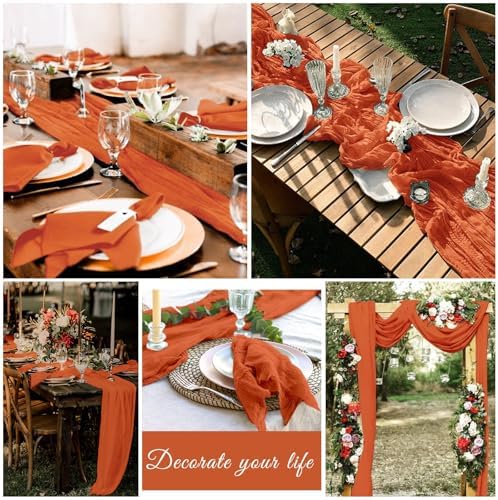10 Pack Cheesecloth Table Runner 20 x 120 Inch, Orange - Image 7