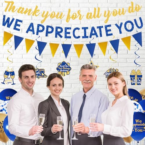DARUNAXY Blue Gold We Appreciate You Party Decorations - Image 4