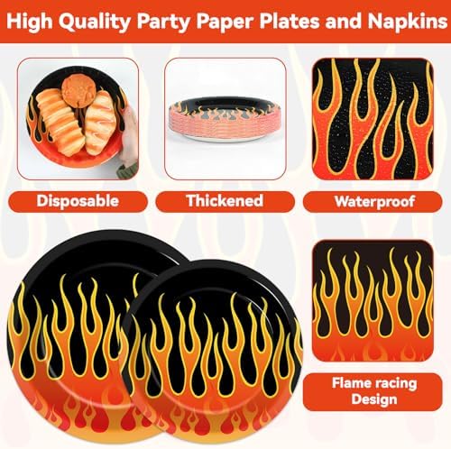 96pcs Flame Party Plates Napkins Fire Birthday Party Decorations - Image 3