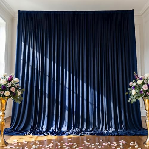 Navy Blue Backdrop Curtain - 20x10FT Back Drop Curtains for Parties Wrinkle-Free Soft Polyester Photo Backdrop Wedding Decorations Photoground Backdrop Stain-Resistant for Back Drop Stand, 4 Panels by HAEFOOPartyDecorations