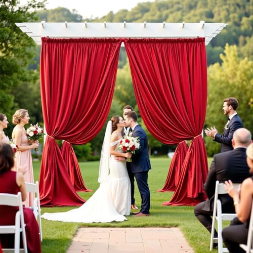 Red Backdrop Curtain - 40x10FT Back Drop Curtains for Parties Wrinkle-Free Soft Polyester Photo Backdrop Wedding Decorations Photoground Backdrop Stain-Resistant for Back Drop Stand, 8 Panels - Image 4