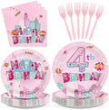 Grencian 96 Pcs Pink Spider Birthday Party Decorstions Serves 24 by Grencian