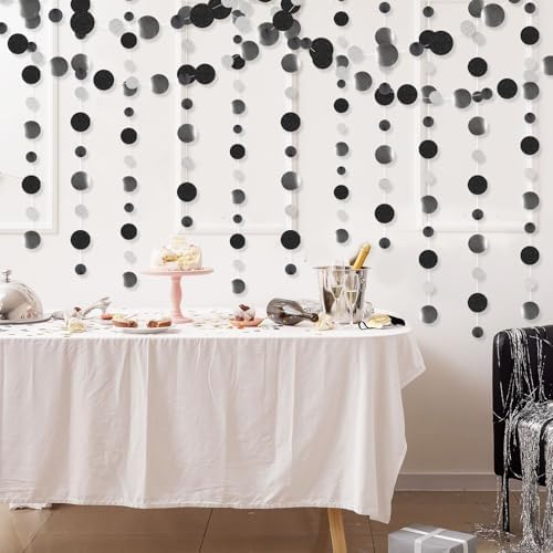 Outus 5 Pieces Black,Silver Round Dots Garland Party Hanging Decor - Image 5