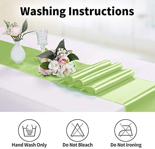 5-Pack Satin Table Runner Light Green 12 x 108 inches Long, Table Runners for Wedding, Birthday Parties, Banquets Decorations（5 Pack, 12x108 Inch, Light Green） - Image 6