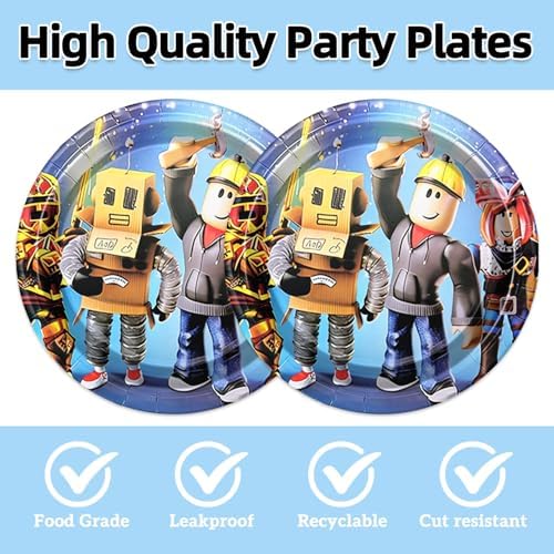 Roblo-x Party Supplies 41pck include 20 plates, 20 napkins 1Tablecloth for the birthday Robot party decoration - Image 4