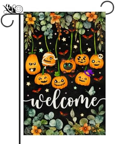 Halloween Garden Flag Welcome Pumpkin Black Cat Farmhouse Outdoor Decor by Unknown