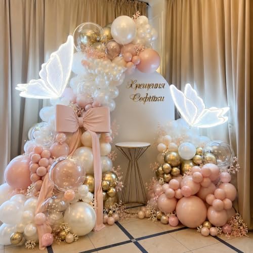 Dusty Pink Balloon Garland Arch Kit Double Stuffed Pink Gold Balloon - Image 6
