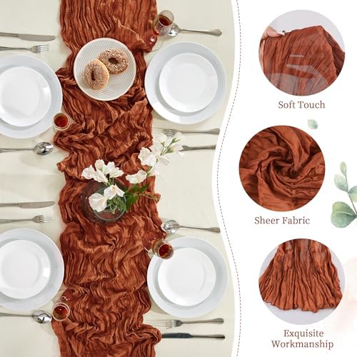 AGIRL 12 Pack Terracotta Cheesecloth Table Runner 10FT Fall Boho Home Decor - Image 5