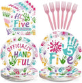 96Pcs Officially a Handful 5th Birthday Party Supplies Serves 24 by Greencian