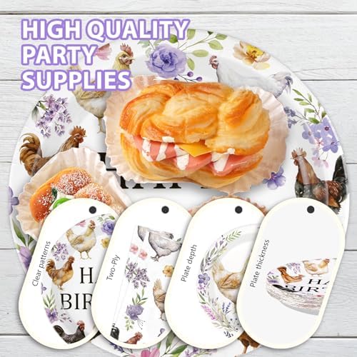 96 Pcs Chicken Themed Birthday Party Decorations, Serves 24 - Image 6