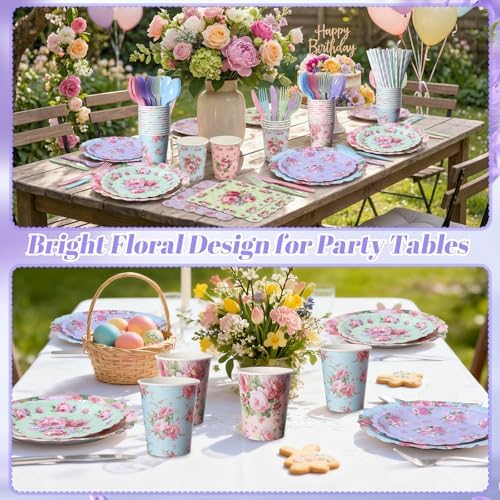 450 Pcs Vintage Floral Tableware Set, Serve 50, Vintage Color - Image 5