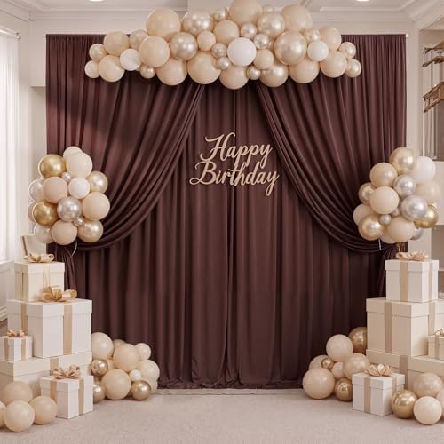 10ft x 10ft Wrinkle Free Brown Backdrop Curtains for Parties, Polyester Photo Backdrop Drapes 2 Panels 5x10ft for Wedding Birthday Party Photography Background Photoshoot - Image 5