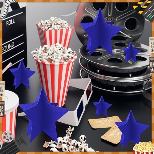70 Pcs Blue Star Centerpieces for Movie Night Party Decorations 3D 2025 Graduation Table Decor 3 Sizes 8" 5" 3" Red Carpet Film Show Theme Birthday Party Back to School Table Decor Independent Day - Image 4