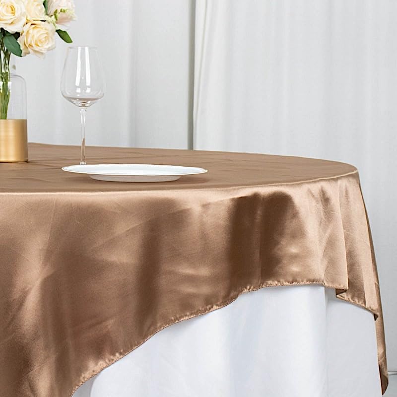 Balsa Circle 10 pcs 72x72 inch Taupe Square Tablecloth Satin Fabric Overlays Linens | Table Cloths Cover for Wedding Party Banquet Reception Events Decoration Kitchen Dining Events Kitchen Dining - Image 4