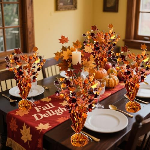 FUBININA Fall Maple Leaves Table Centerpiece Thanksgiving Party Decoration - Image 2