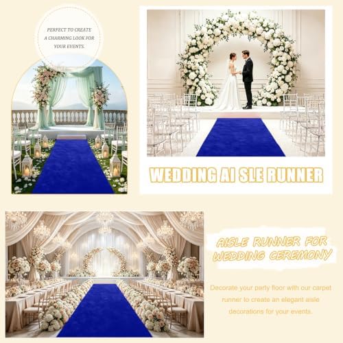 Blue Aisle Runner for Wedding Ceremony 48" x20FT Wedding Aisle Runners Royal Blue Velvet Runners Carpet Runner for Event Party Runner Floor Aisle Birthday Runway for Rug Walkway Prom Decorations - Image 6
