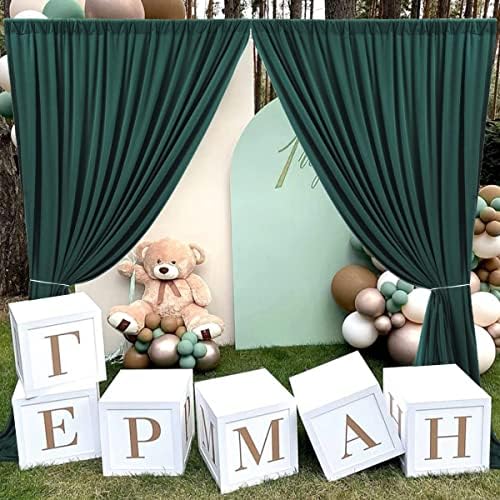 AK TRADING CO. 10 feet x 10 feet Black Polyester Backdrop Drapes Curtains Panels with Rod Pockets - Wedding Ceremony Party Home Window Decorations Hunter Green - Image 5