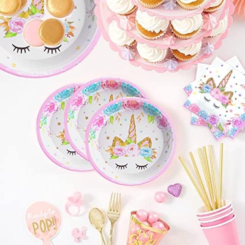 Unicorn Birthday Plates Napkins for Birthday Party, Unicorn Party Decorations for Girls, 96 Pcs Magical Party Supplies - Image 5