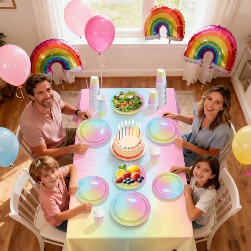 170pcs Pastel Rainbow Birthday Party Decorations Glitter Unicorn Serves 24 - Image 6
