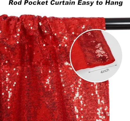 Juya Delight Red Sequin Backdrop Curtain,Red Shimmer Wall Backdrop,Glitter Backdrop Curtain for Party Birthday Decoration - Image 3