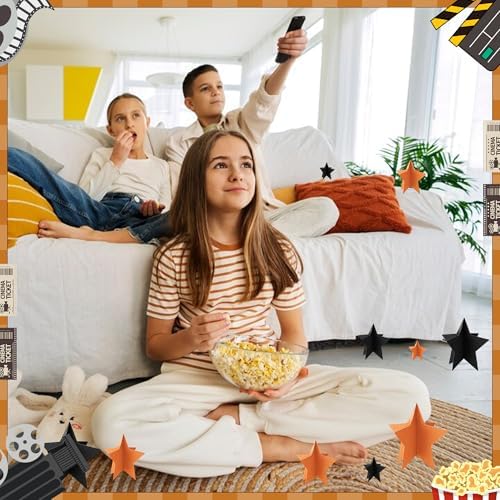 70 Pcs Orange and Black Star Centerpieces Halloween Party Birthday Graduation Decorations 3D 2025 Table Decor 3 Sizes 8" 5" 3" Citrus Thanksgiving Trick or Treat Spooky Ghost Party Bar Decoration - Image 7