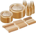 Goodluck 300 Piece Gold Glitter Disposable Plates for 50 Guests by GoodLuck