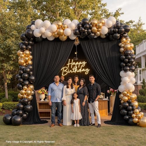 50x12 ft Black Backdrop Curtains for Weddings Party, Birthdays, Halloween - Image 4