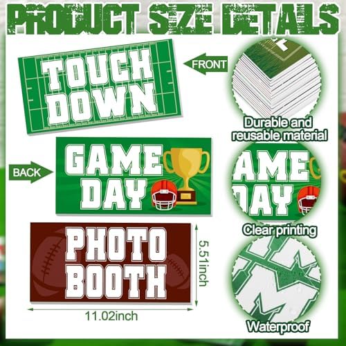 24 Designs Football Photo Booth Props Double Sided, Party Supply - Image 2