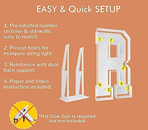 4FT Marquee Letters, Large Light Up Letters R for Prom Party Decor - Image 4