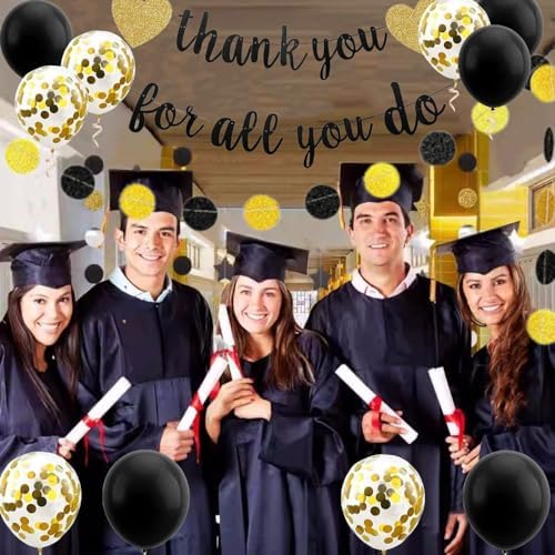 Thank You for All You Do Banner Appreciation Theme Party Decoration for Employee Doctor Nurse Parents Teacher Coworker Staff Hanging Garland Kit Balloons Paper Bunting Supplies Photobooth Backdrop - Image 6