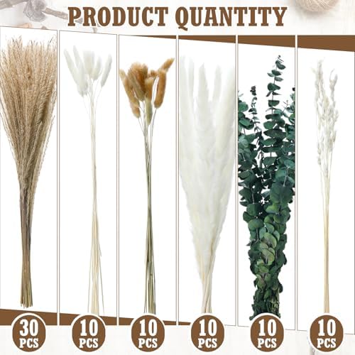 Qinyoung 10 Set Dried Pampas Grass Table Centerpiece for Wedding, Champagne - Image 3