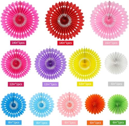 BEISHIDA Honeycomb Round Paper Fans Rainbow Hanging Party Decoration - Image 2