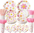 450 Pcs Groovy Daisy Flower Tableware Set, Serve 50, Colorful by Unknown
