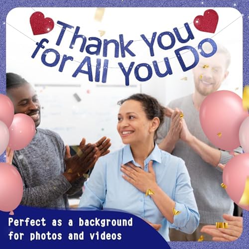 Thank You Banner Staff Appreciation Banner for Employee Appreciation Decorations Teacher Thanks Volunteer Events Office School Organization Thank You Parties (Navy Blue) - Image 7