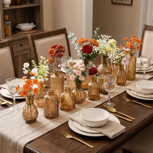 Mini Bud Vases Centerpieces for Tables, for Flowers,Small Flower Vases Suitable for Birthday Party,Anniversary,Wedding Reception,Baby Shower (Amber, 12PCS) - Image 4