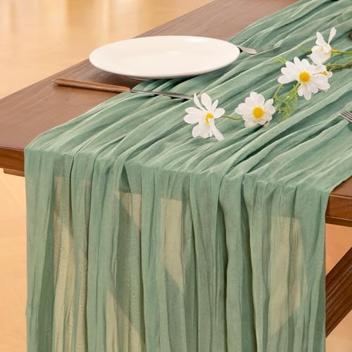 Sage Green Cheesecloth Table Runner Fall Wedding Birthday Party Home Decor - Image 6