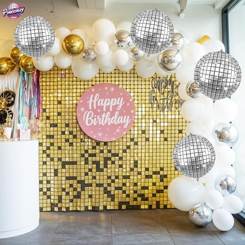 6pcs 22 Inch Silver Disco Ball Balloons, Silver Big Disco Balloons, 4d Large Foil Aluminum Balloon For Birthday Baby Shower 70s 80s 90s Theme Party Wedding Engagement Graduation New Year Decoration - Image 6
