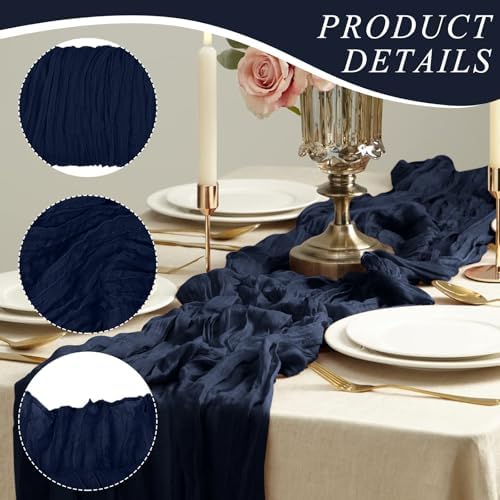 6 Pack Cheesecloth Table Runner 10Ft Christmas Gauze Boho Table Runners for Wedding Decor Bridal Shower Decorations Baby Shower Party(35" x 120") - Image 3
