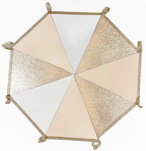 Champagne Gold Beige White Party Pennant Banner Flag Hanging Glitter Paper Triangle Bunting for Birthday Graduation Wedding Shower Engagement Bridal Shower Holiday Baptism Party Decorations - Image 4