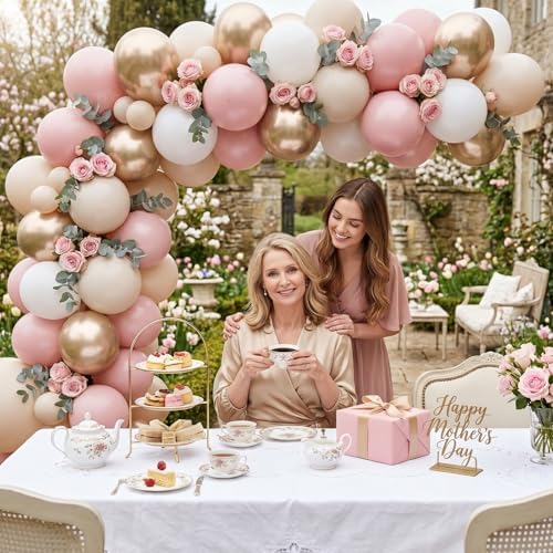 Dusty Pink Balloons, 60 Pcs Pink and White Balloon for Birthday Decorations - Image 3
